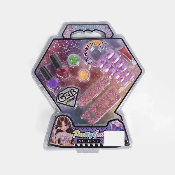 DIY Nail Art & Makeup Set – Purple Glitter for Girls