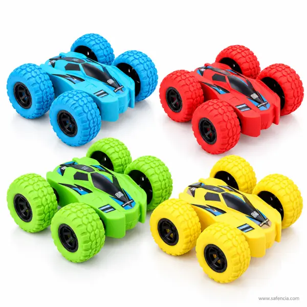 Double Sided Stunt Car Toy, Flip Over Friction Car (Red, Blue, Green or Yellow)