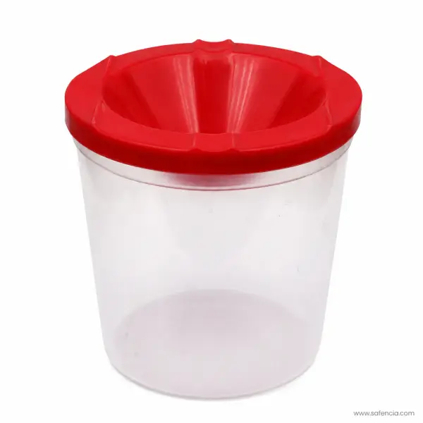 Paint Brush Cleaning Pot with Ribbed Funnel Lid