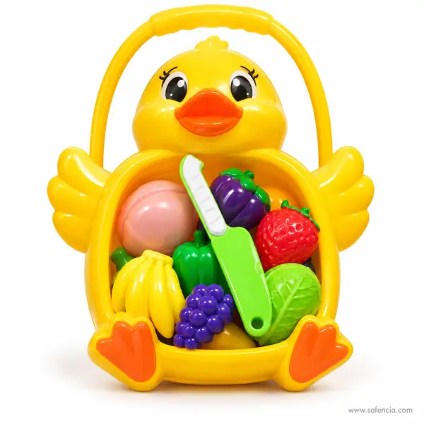 Duck Basket Fruit and Vegetable Cutting Toy Set with Knife