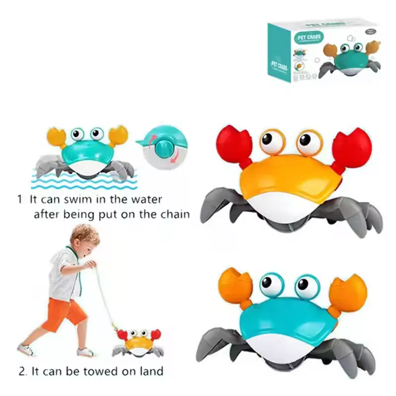 Crawling crab toy crawl and tow