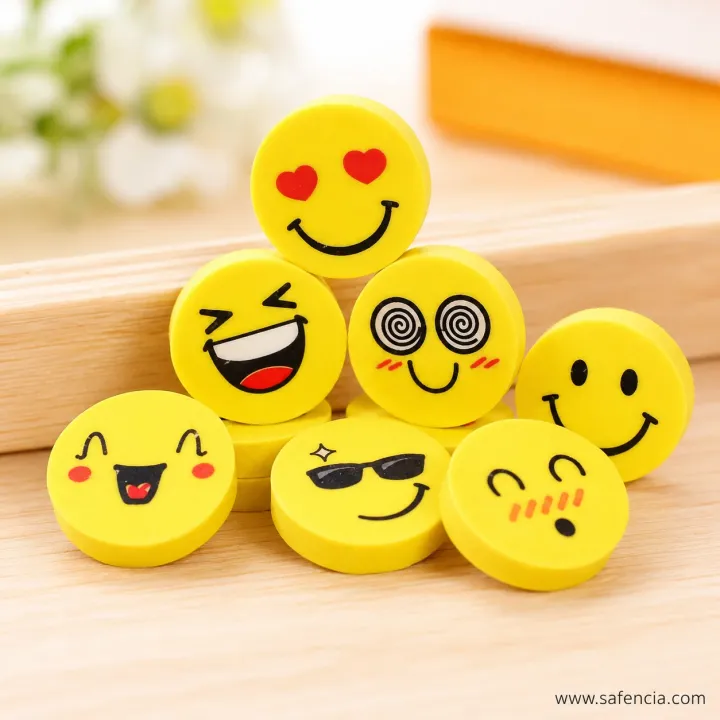 Emoji Face Rubber Erasers Pack of 4 product photo 5 - buy in Pakistan from Safencia