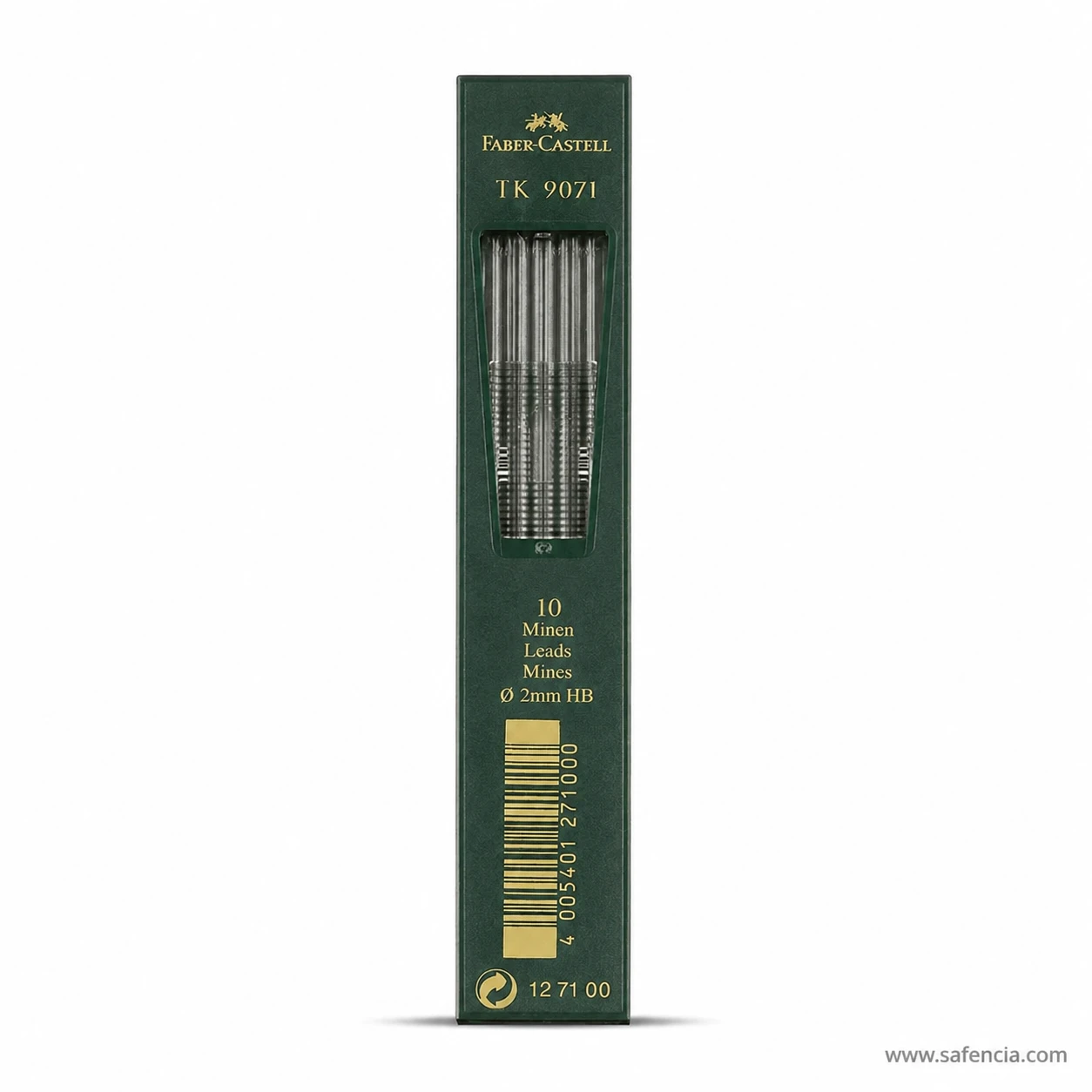 Front of the Faber-Castell TK 9071 case printed 10 leads and 2mm HB
