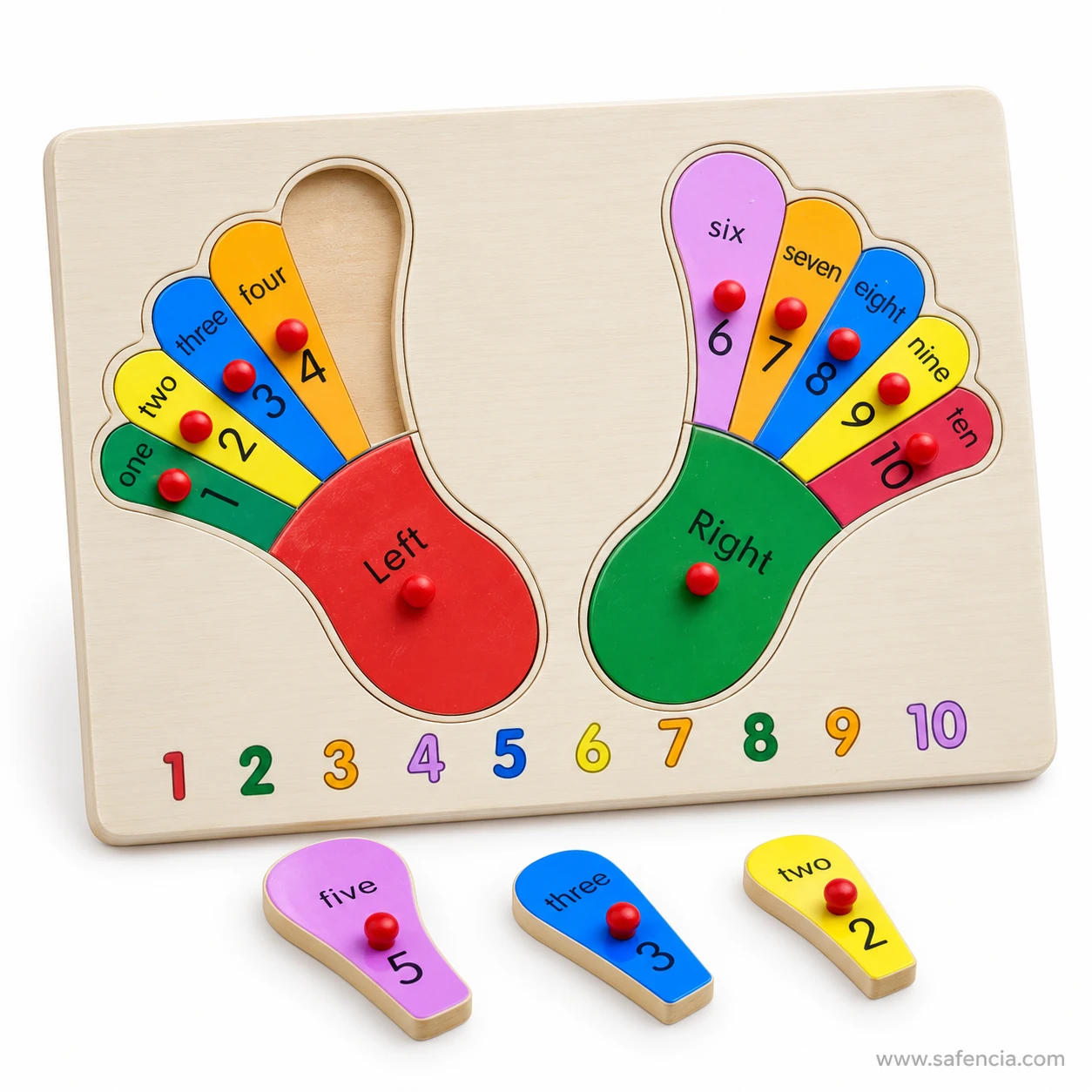 Angled finger counting board with the five, three and two finger pieces lifted out in front