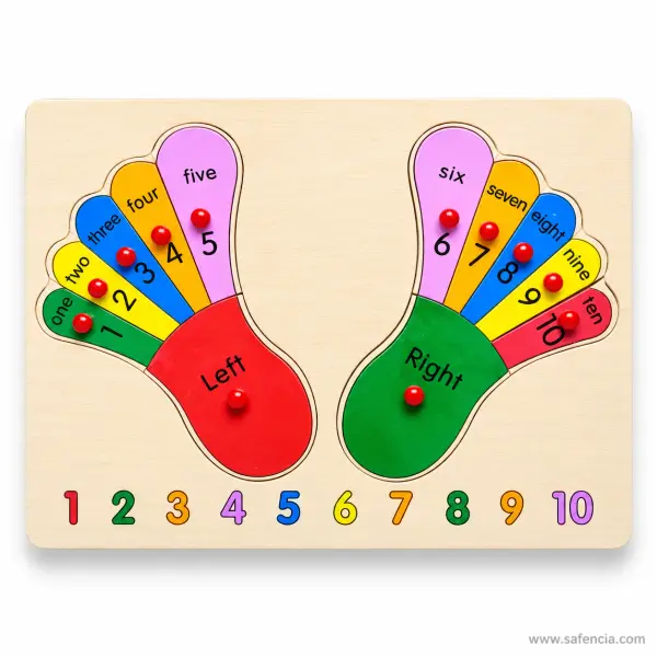 Finger Counting Wooden Peg Board (Left and Right Hands, Numbers 1 to 10)
