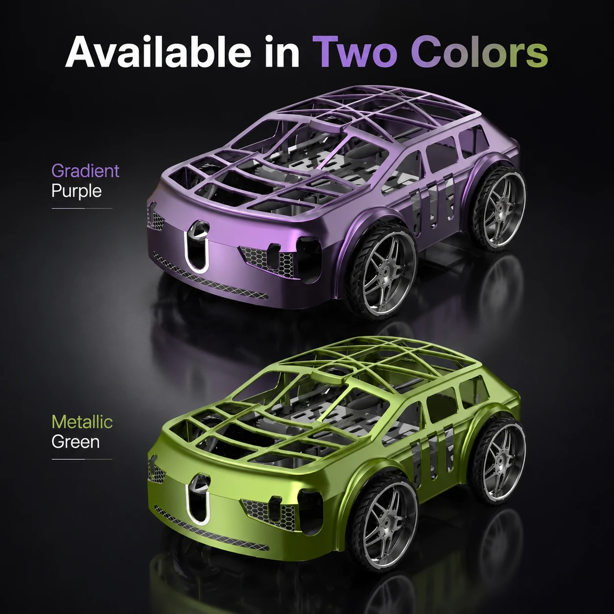 RC Flying Car with Lights green and purple colour options