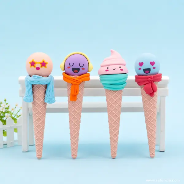 Funny Face Ice Cream Cone Eraser – 1 Pc