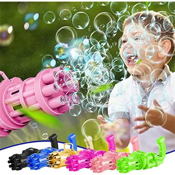 Gatling Bubble Gun Machine for Kids (8-Hole, Light & Sound)