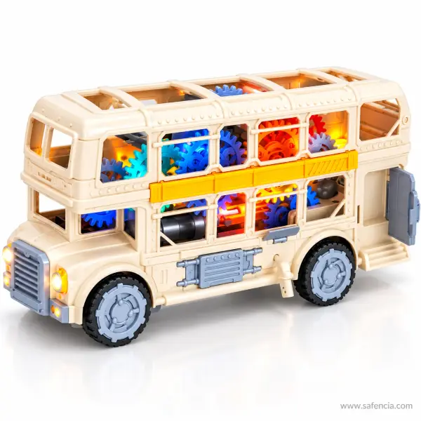 Gear Retro Double Decker Bus Toy with Lights and Sound