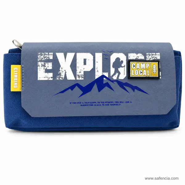 Explore Camp Flap-Over Pencil Pouch Grey and Navy