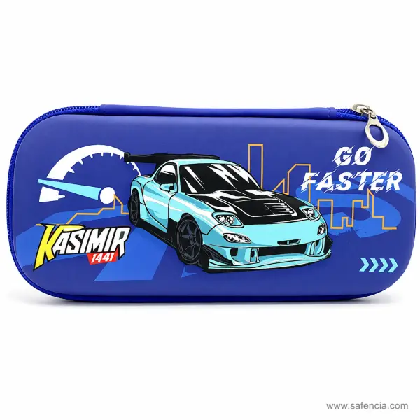 Go Faster Sports Car EVA Hard Pencil Case Blue