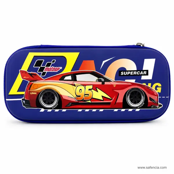 Red Supercar Racing EVA Hard Pencil Case Blue