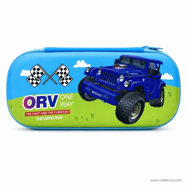 Blue Jeep Off-Road EVA Hard Pencil Case