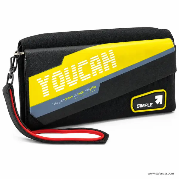 Youcan Black Flap Pencil Pouch with Red Wrist Strap