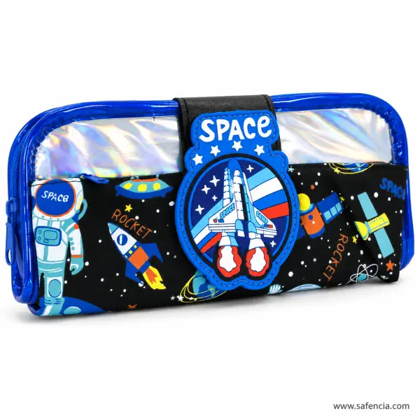 Space Rocket Holographic Flap Pencil Pouch