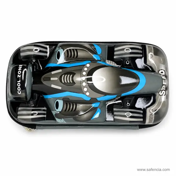 Black Speed Racer 3D Hard Pencil Case with Cyan Detail