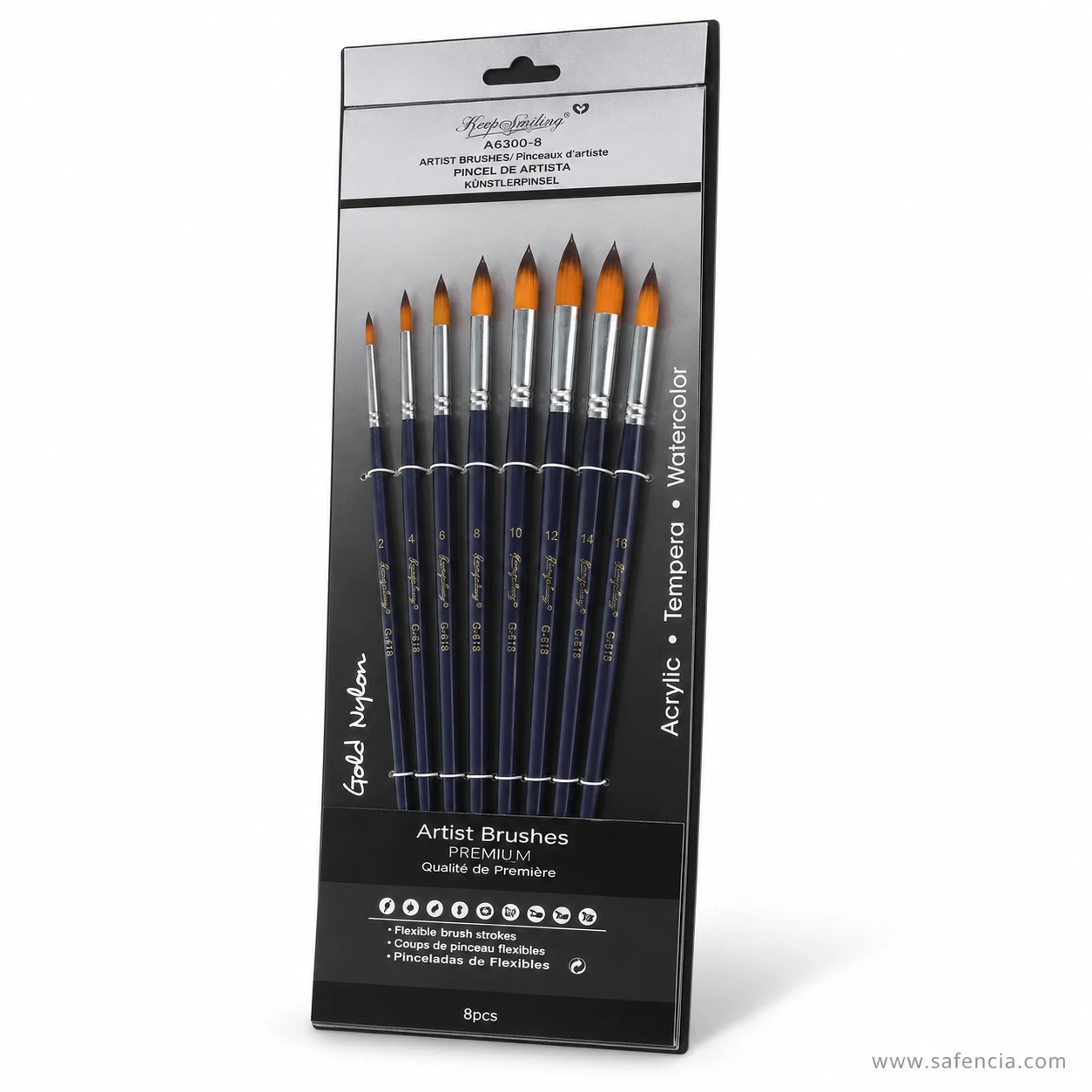 Giorgione flat brush handles showing printed size numbers and model codes