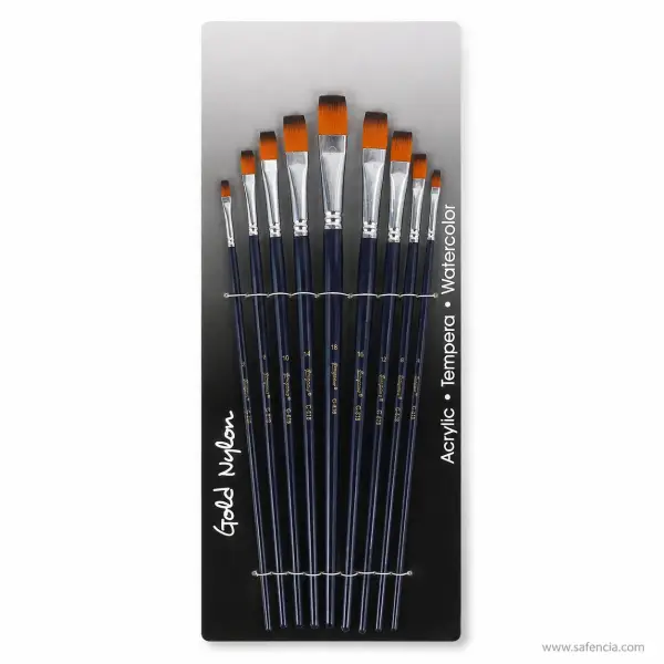Giorgione Gold Nylon Flat Brush Set of 9