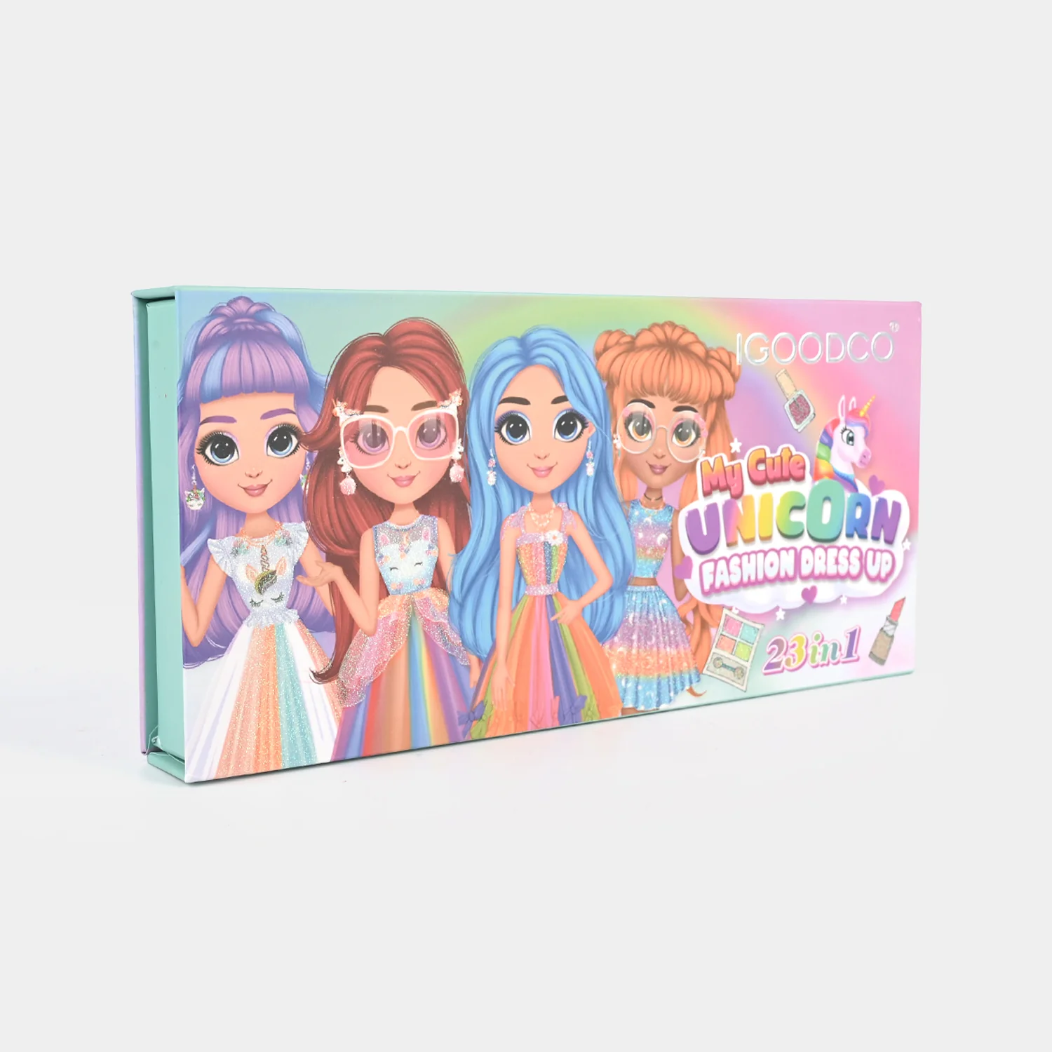 Girls Jewellery & Makeup Set side view - flip box