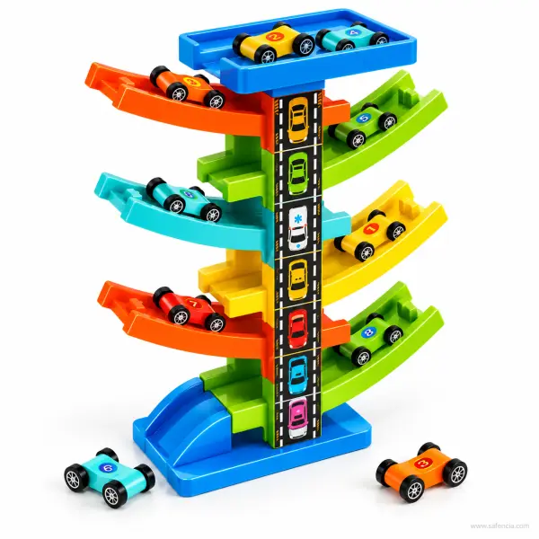 Gliding Railcar Multi-Level Track Set with 8 Cars