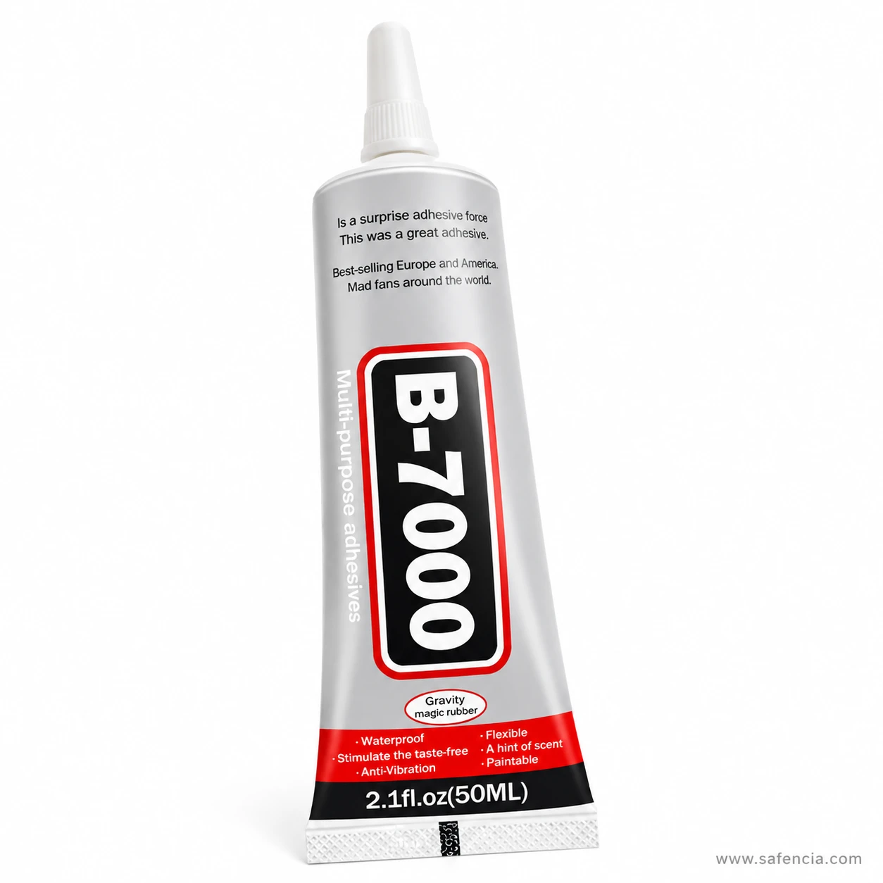 B-7000 tube showing the words multi-purpose adhesives printed down the panel