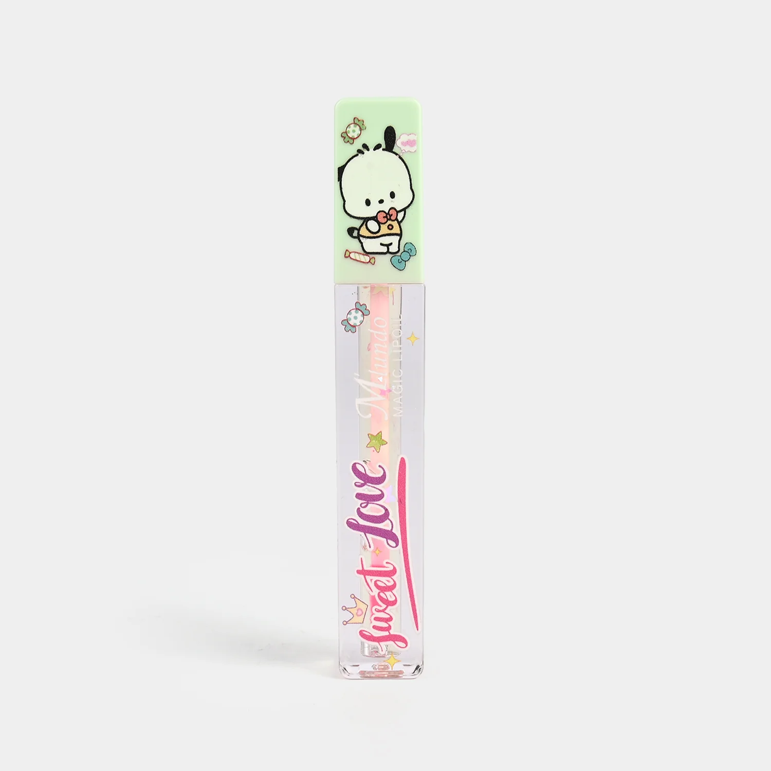 Green Magic Lip Gloss open view - clear sparkly gloss with wand applicator