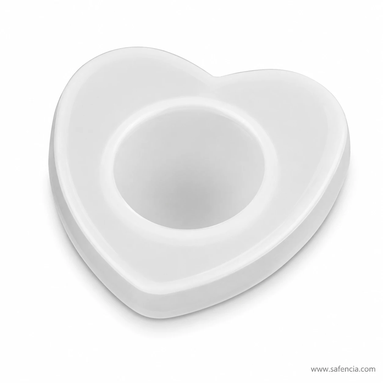 White heart-shaped silicone mould shown at an angle