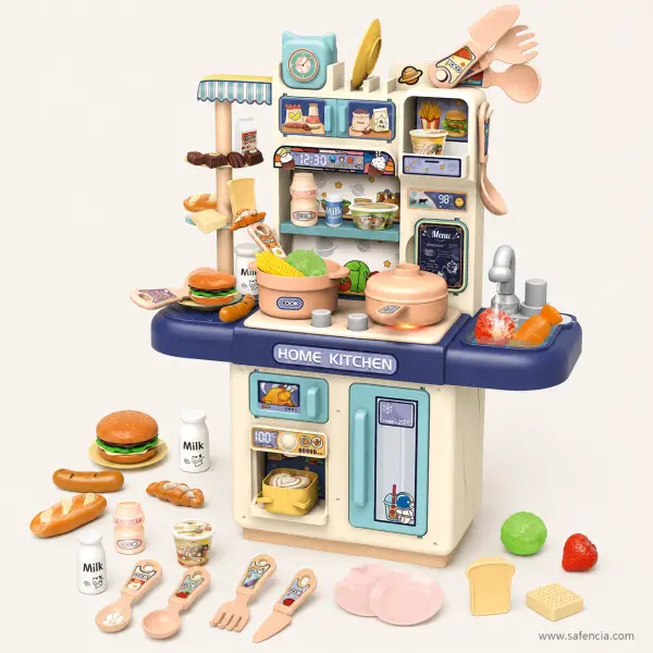 Home Kitchen Play Set with Steam Effect, Sink and Bakery Stand