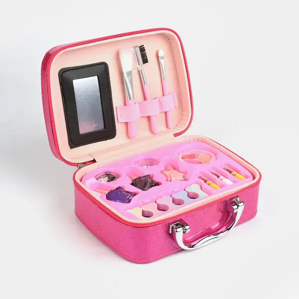 Hot Pink Glitter Makeup Briefcase for Girls
