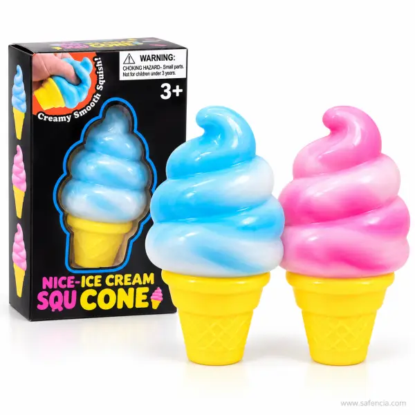 Ice Cream Cone Squishy — Swirl Soft-Serve Squeeze Toy