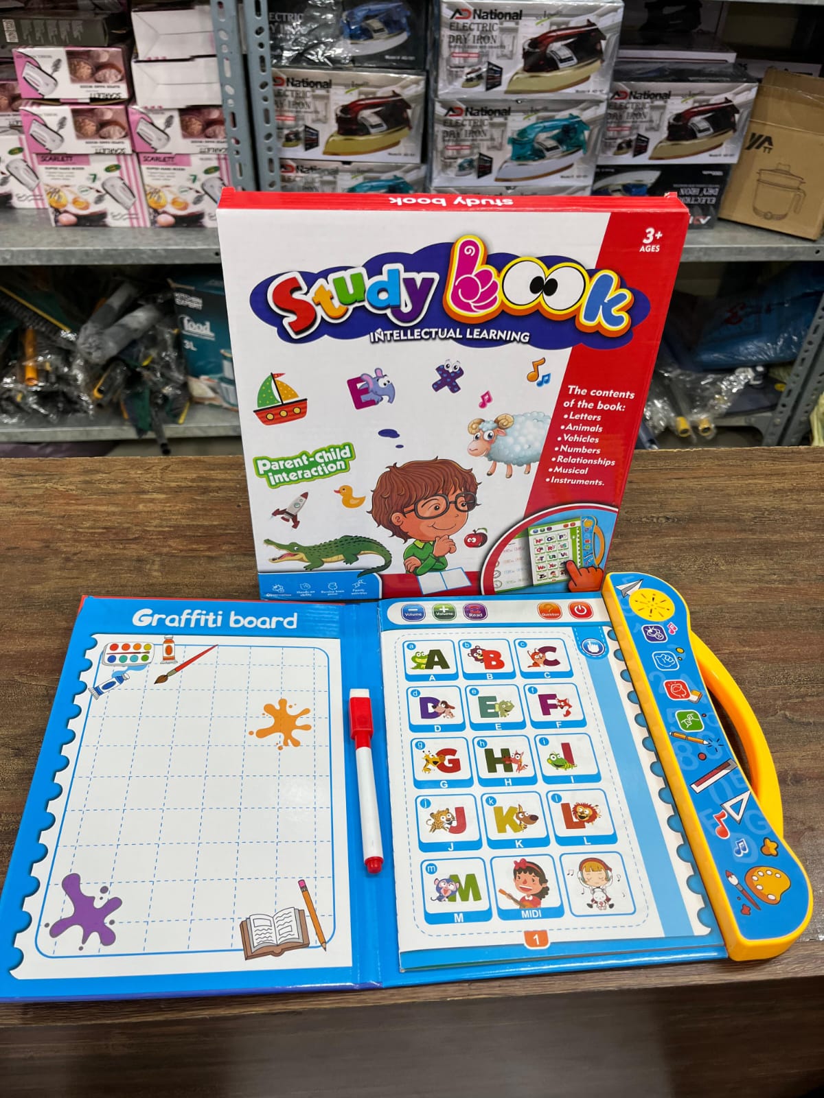 Intelligent Learning Talking Book for Kids with colorful interactive pages, alphabet letters, animals and numbers for preschool learning in Pakistan