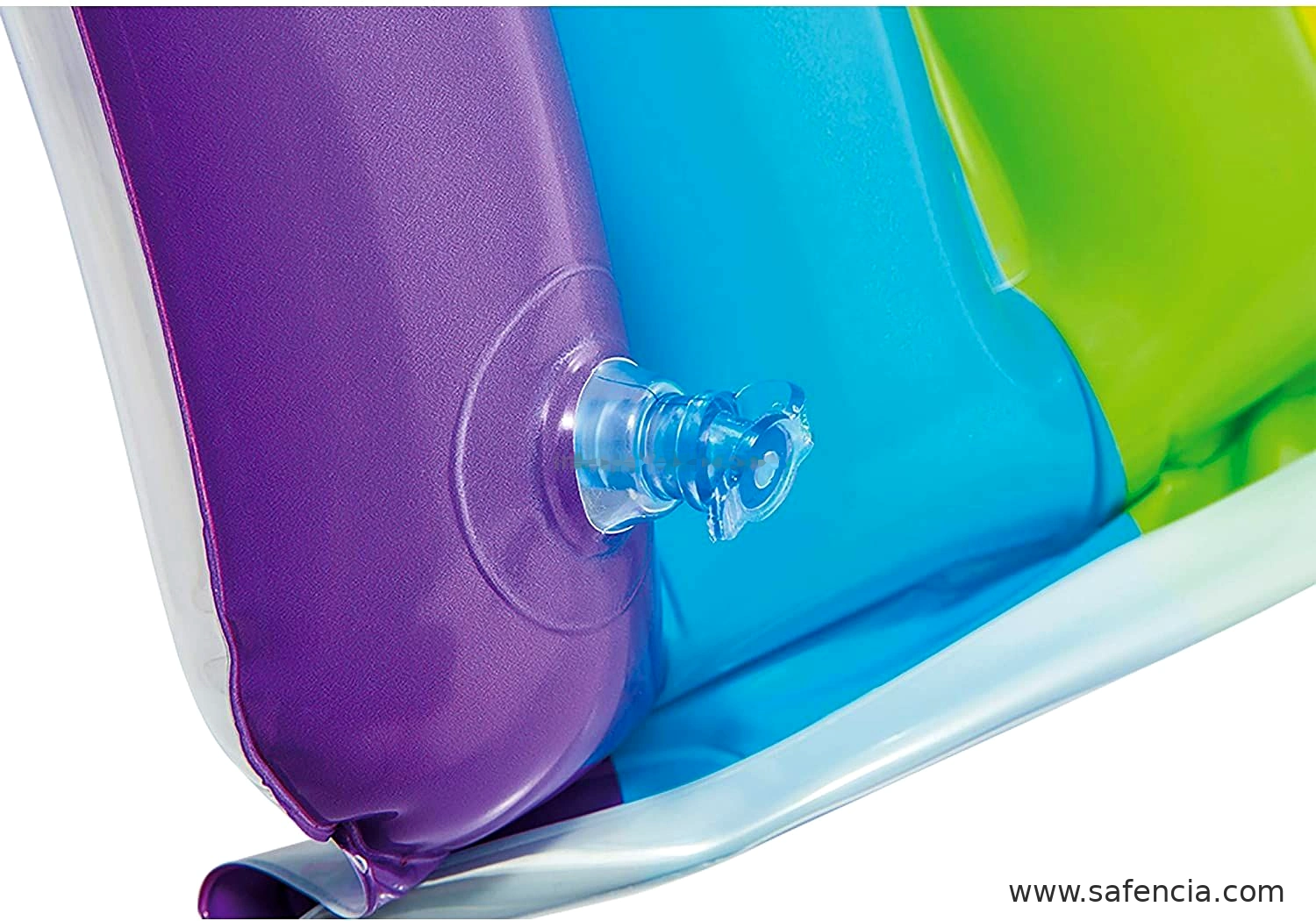Close-up of the inflation valve on the Intex Rainbow Cloud Baby Pool rainbow arch