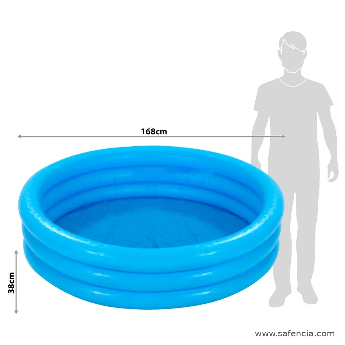 Intex Crystal Blue Pool size guide showing 66 inch width and 15 inch height dimensions