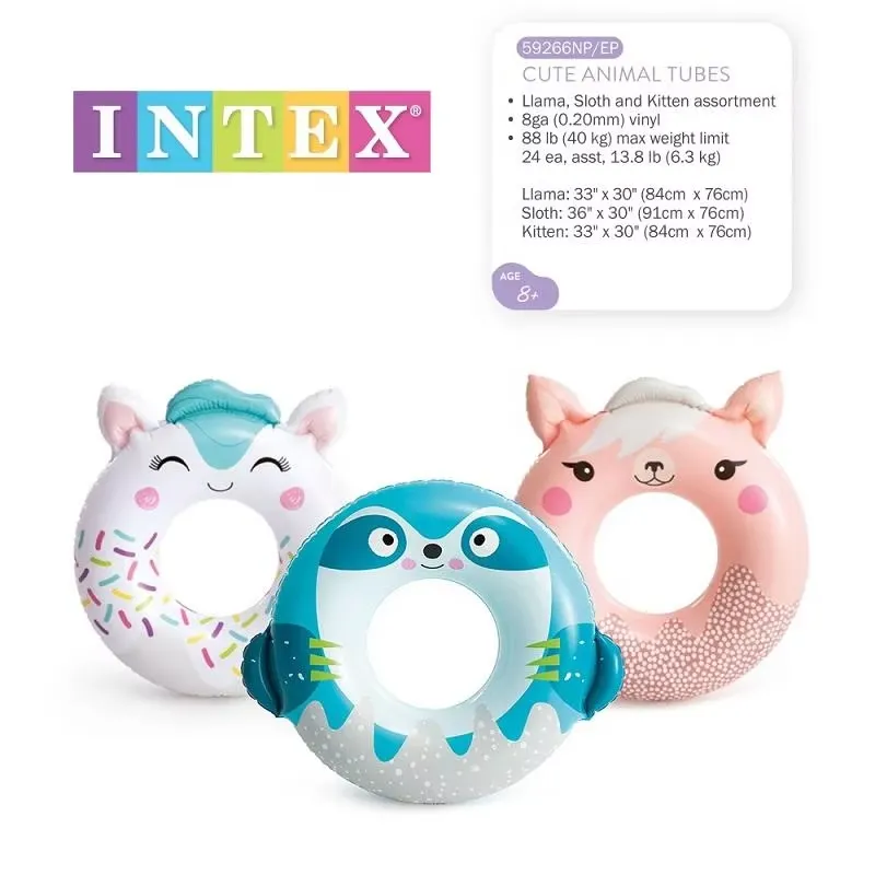 Intex Cute Animal Tubes 59266 specification image with sizes, age and weight limit