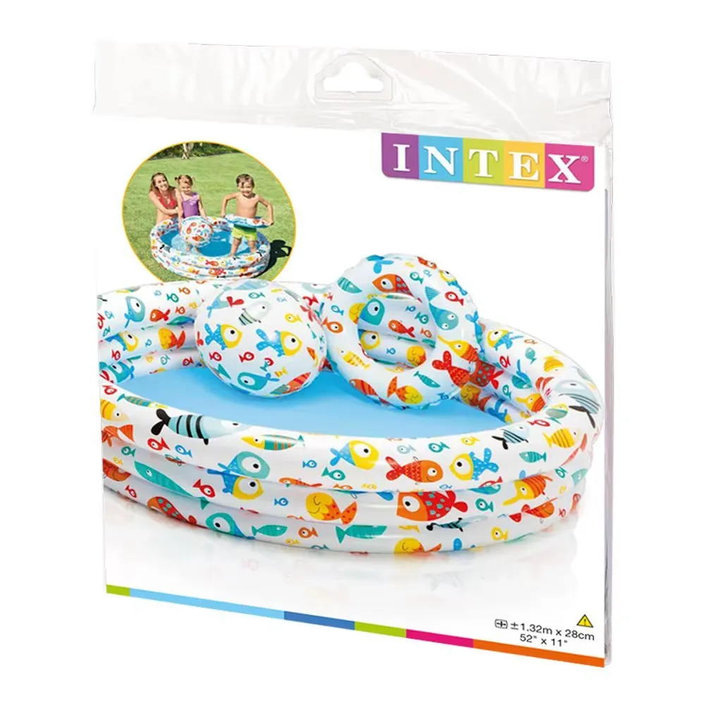 Intex Fishbowl Swimming Pool 59431 retail box with fish-print pool photograph