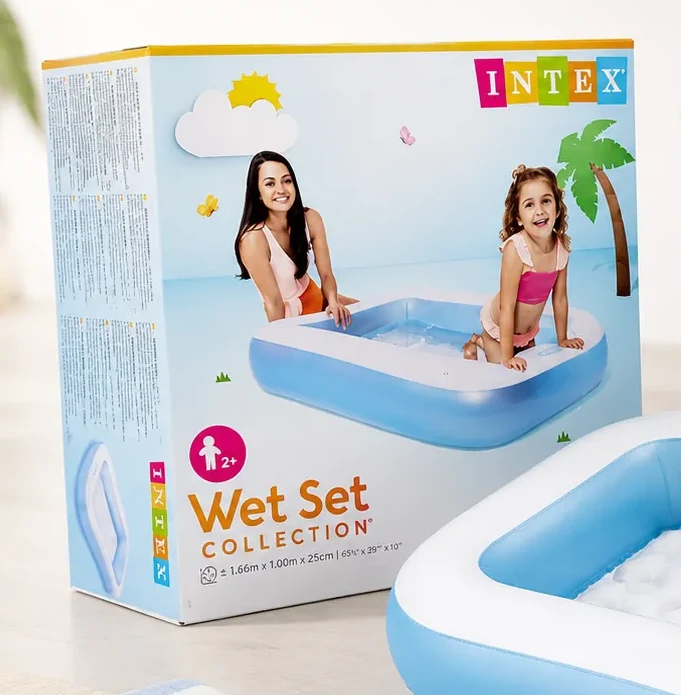 Intex Wet Set Collection retail box close-up for the 57403 rectangular baby pool