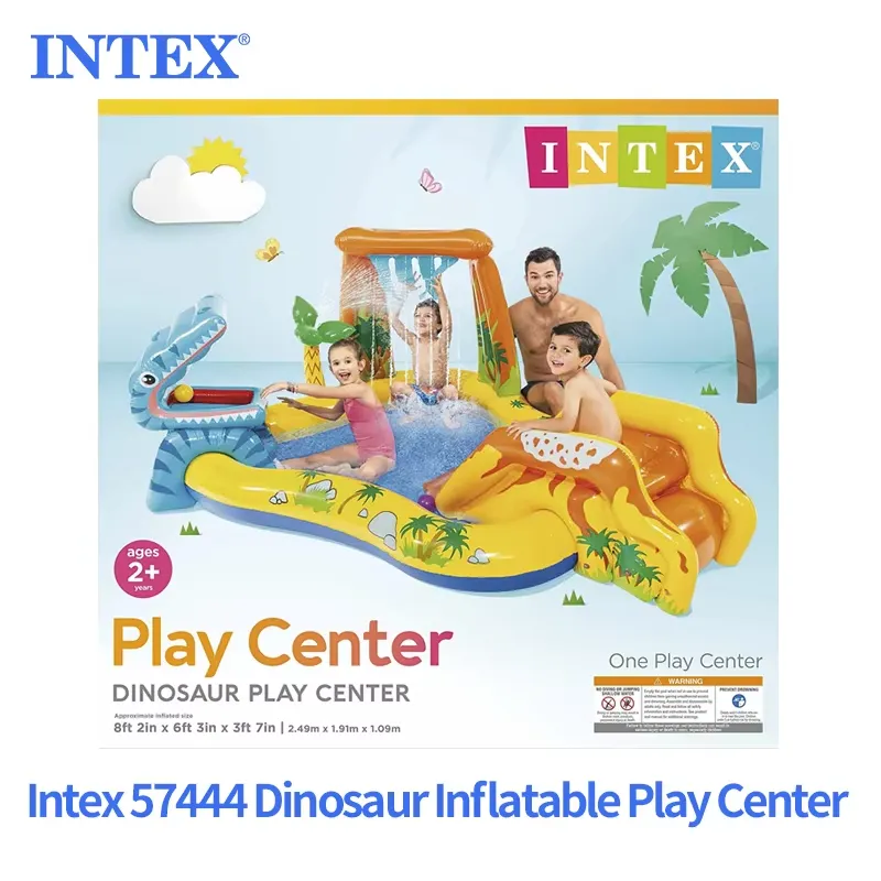 Intex Little Dino Dinosaur Play Center box showing children playing and the ages 2 plus rating