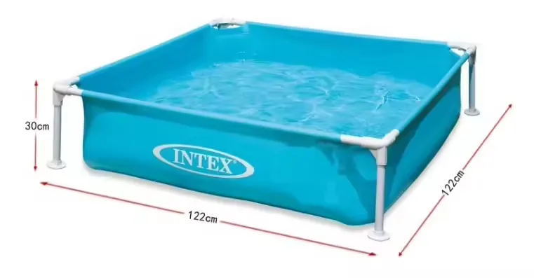 Intex Mini Frame Pool size diagram showing 122 cm width, 122 cm depth and 30 cm frame height
