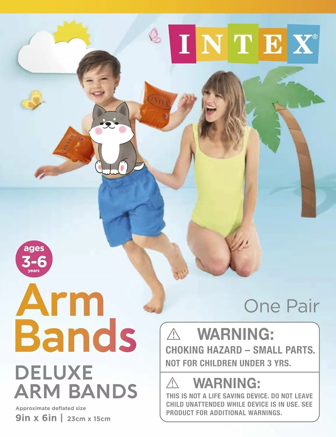 Intex Deluxe Orange Arm Bands 59642 retail package marked for ages 3 to 6