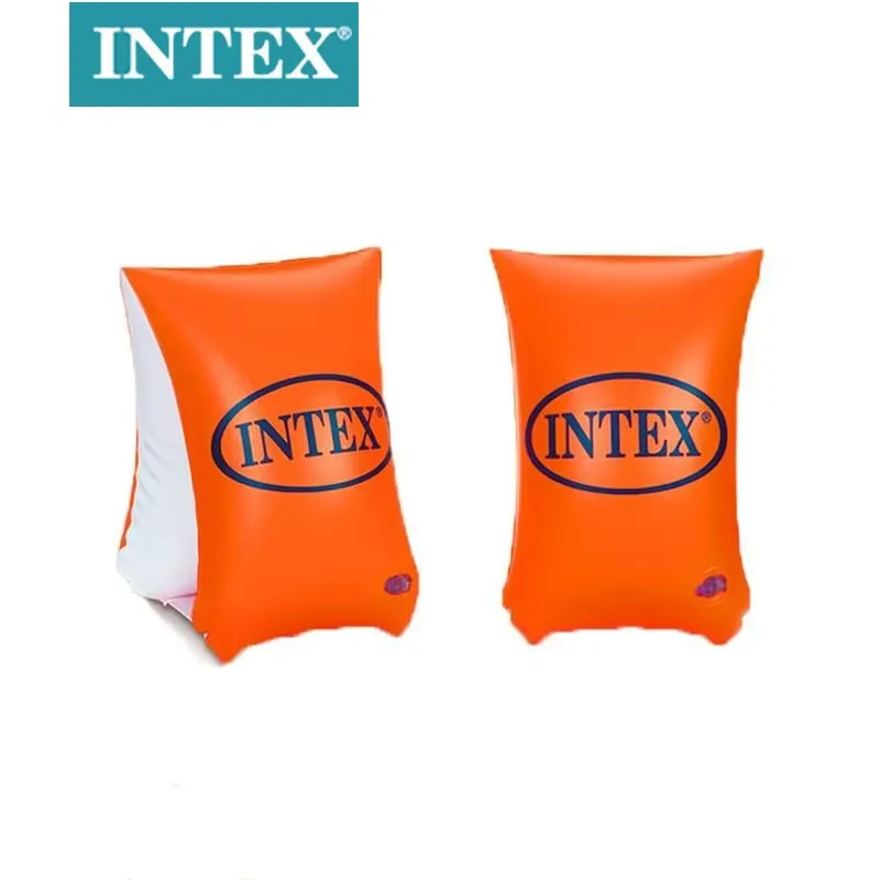 Two orange Intex Deluxe Arm Bands 59642 with front logo panels visible