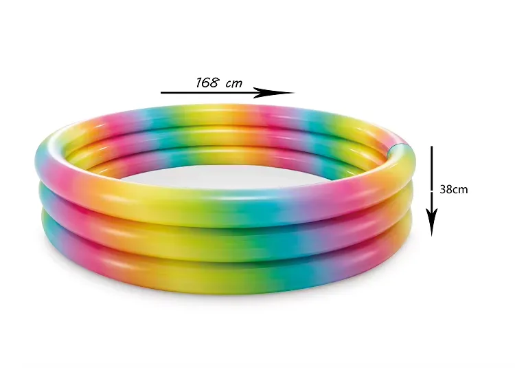 Intex Rainbow Ombre Pool shown with its 168 cm width and 38 cm height dimensions marked on the image