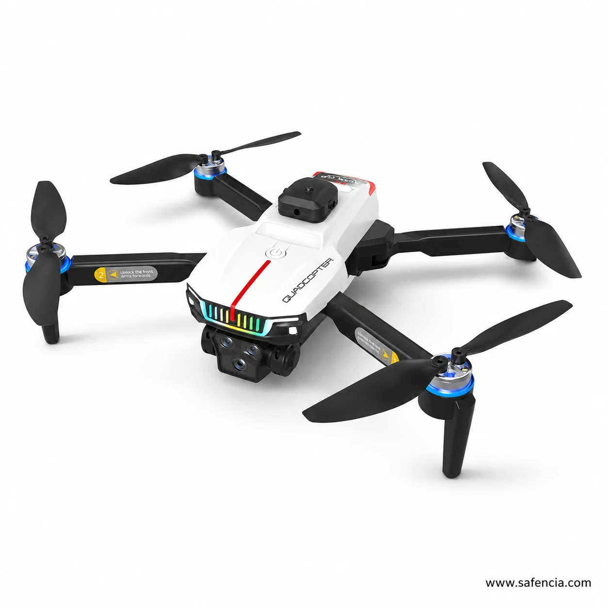 J6 Pro professional camera drone in glossy white finish with black propellers and landing gear