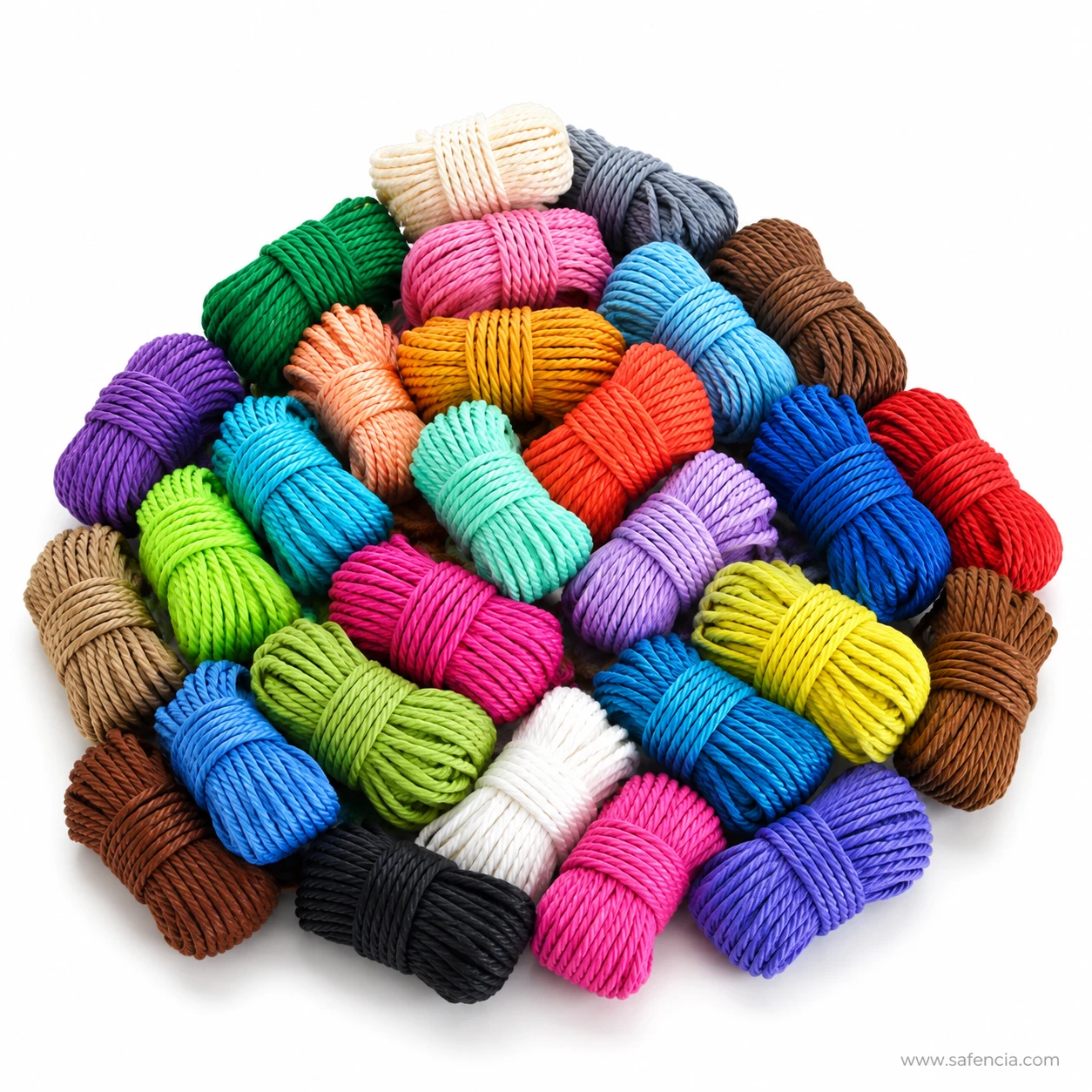 Close view of imported jute roll bundles showing the tight twisted cord texture