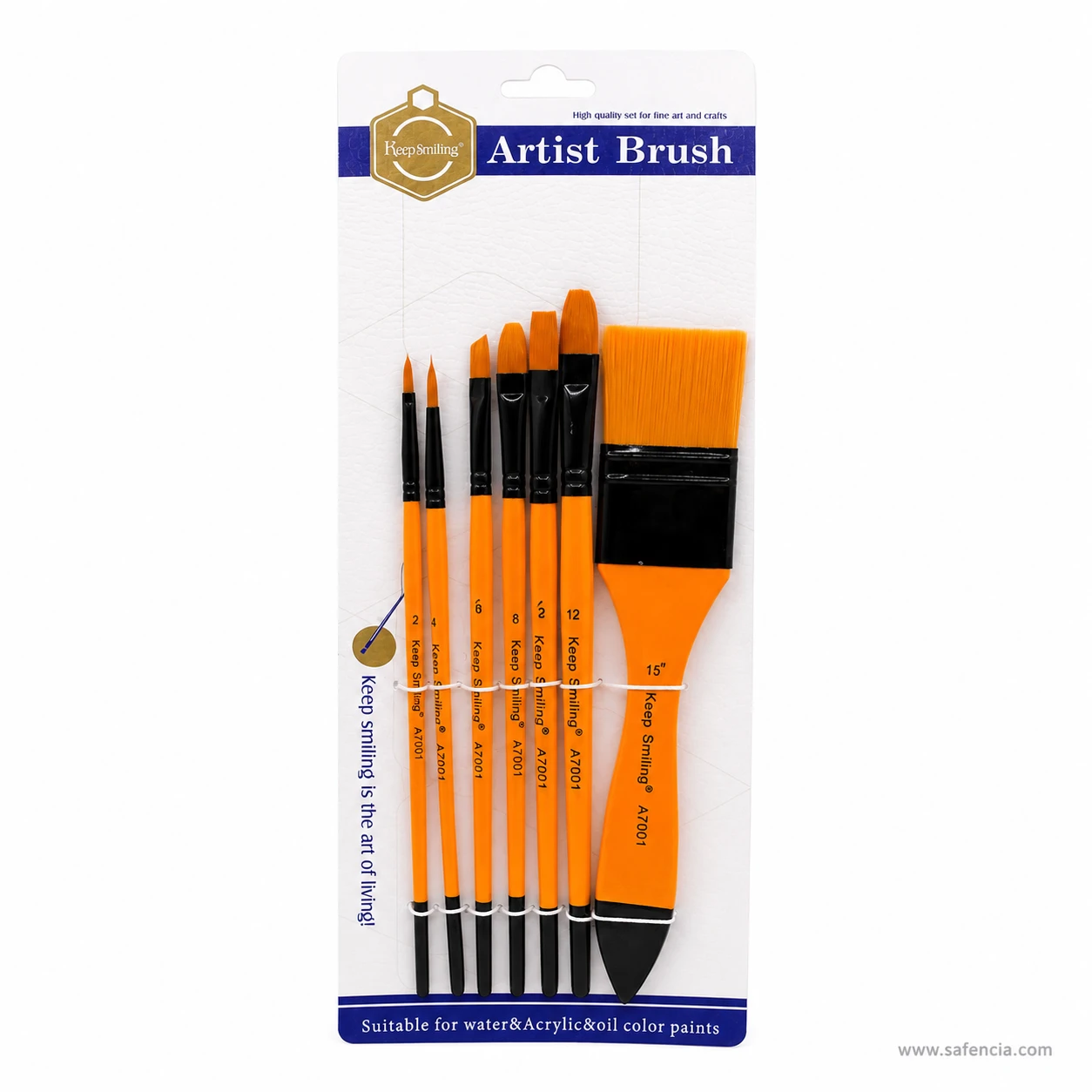 Sealed Keep Smiling Artist Brush card holding the seven-piece mixed set