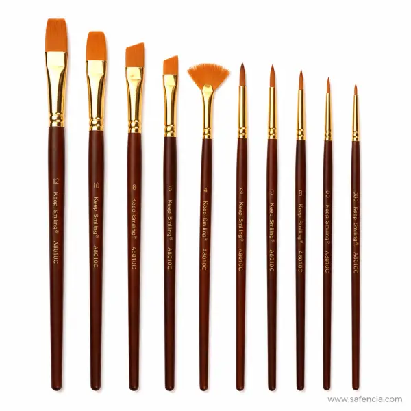 Keep Smiling Artist Brush Set of 10 Mixed Shapes