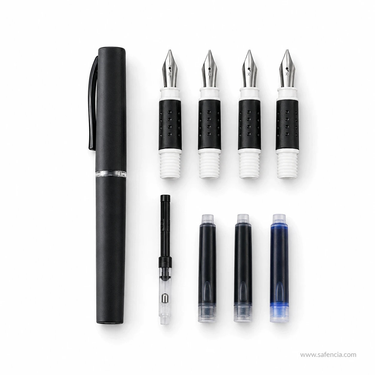 Keep Smiling 8 piece calligraphy dip pen set with wooden nib holders and steel nib assortment