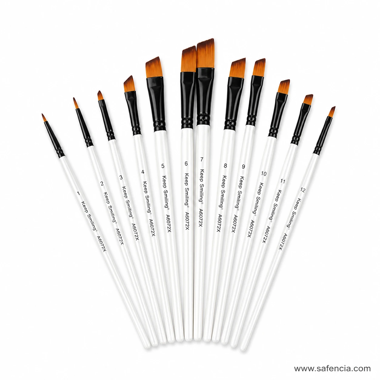 Keep Smiling chisel tip brush set showing mixed flat and angled shapes