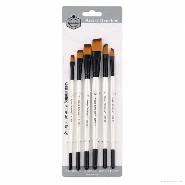 Keep Smiling Flat Tip Artist Brush Set of 6