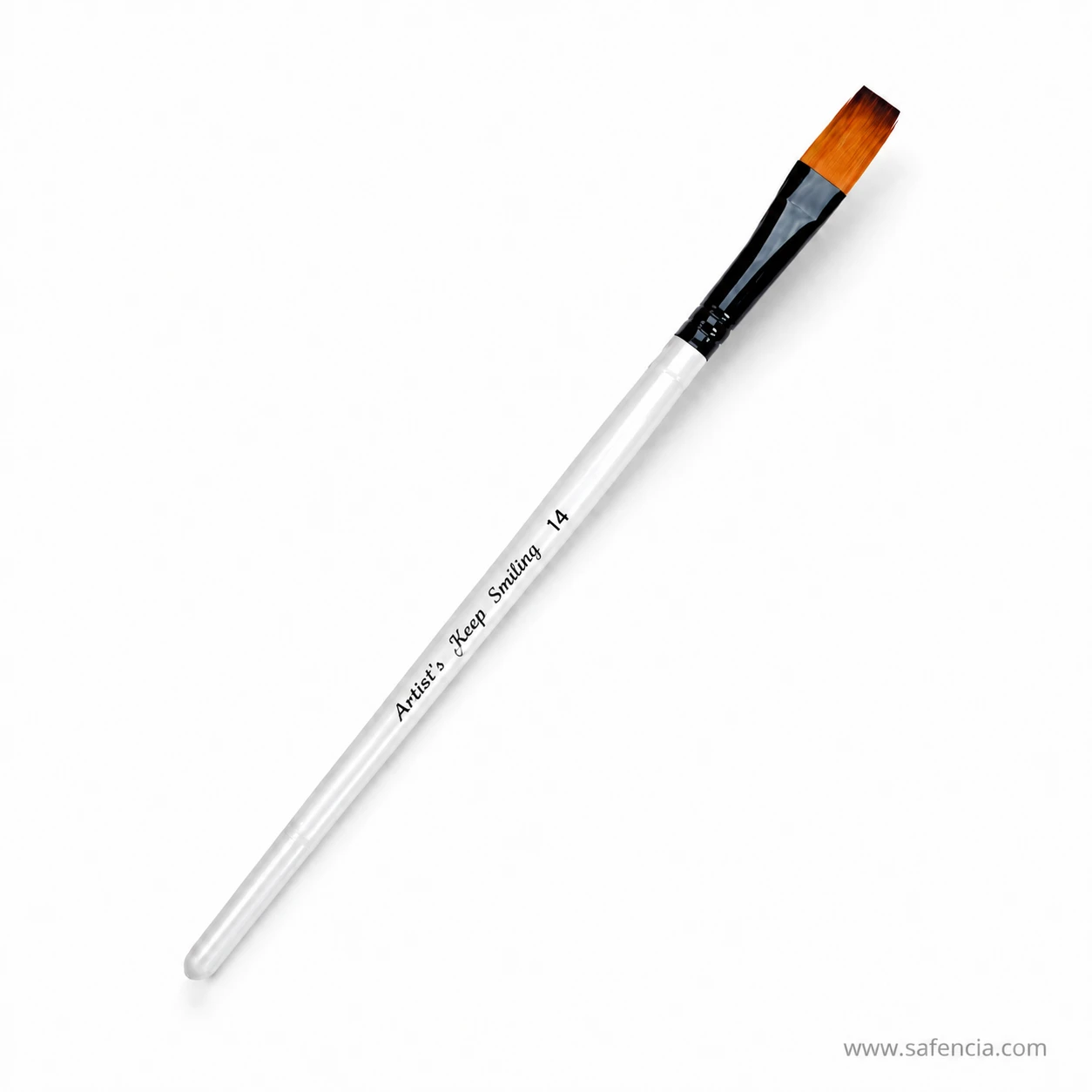 Close view of the wide square head and black ferrule on the flat brush
