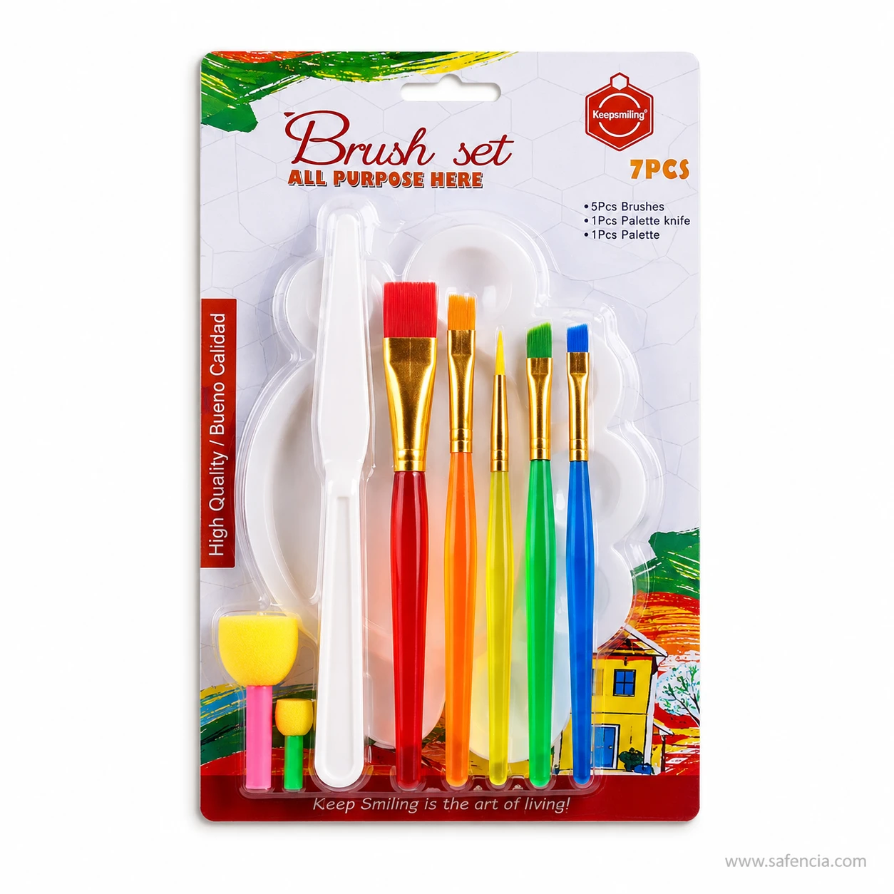 Keepsmiling Brush Set All Purpose Here card printed 7PCS with its contents list